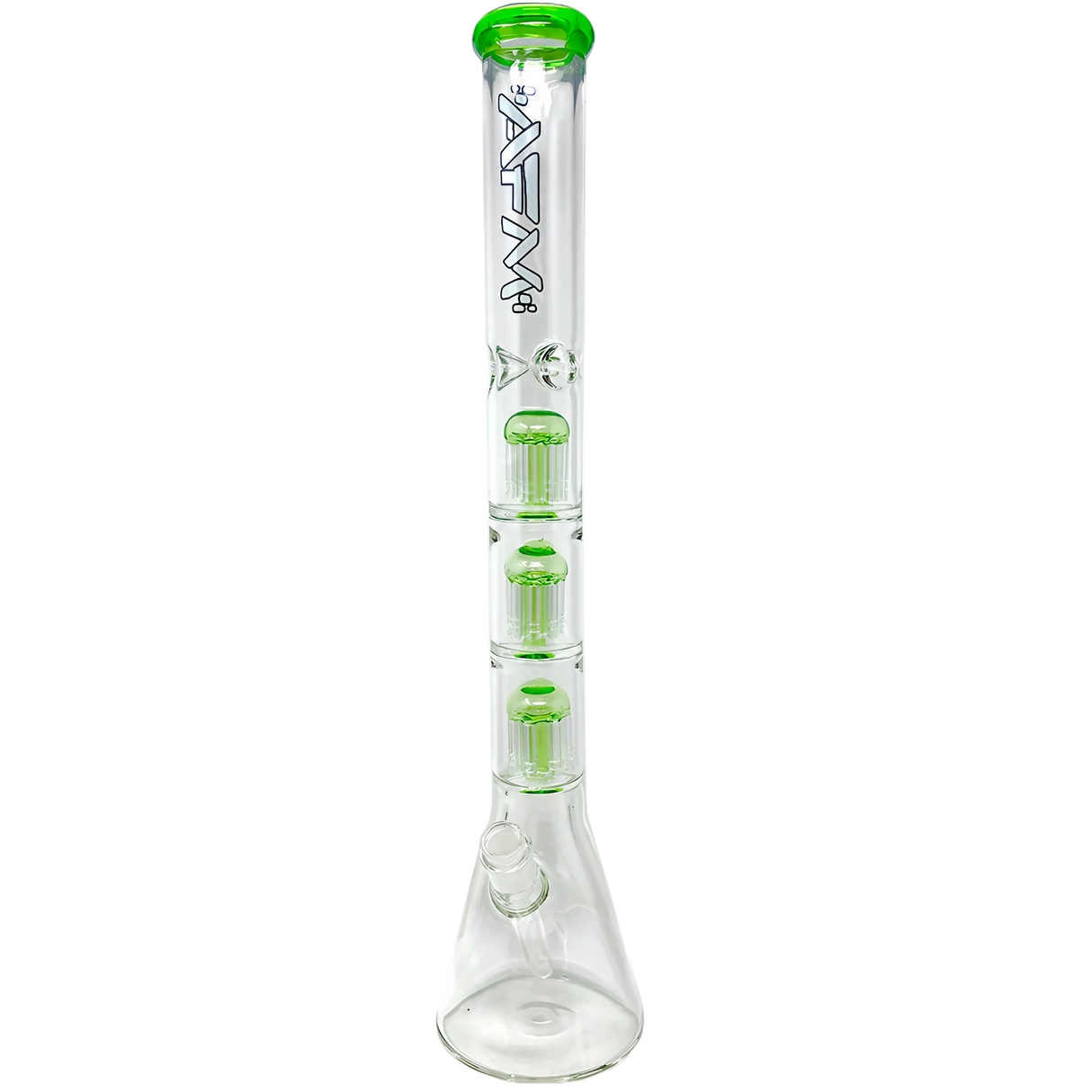AFM The Triple Hitter 9mm 21" Beaker Bong in Lime Green with Tree Percolator - Front View