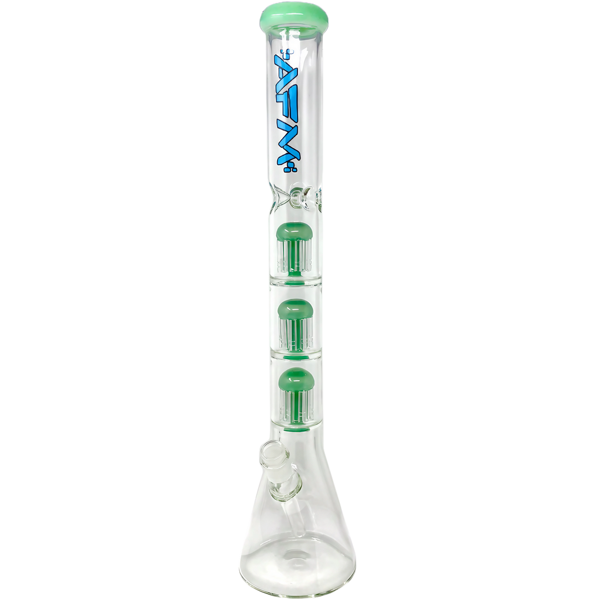 AFM The Triple Hitter 9mm 21" Beaker Bong with Tree Percolator in Mint - Front View