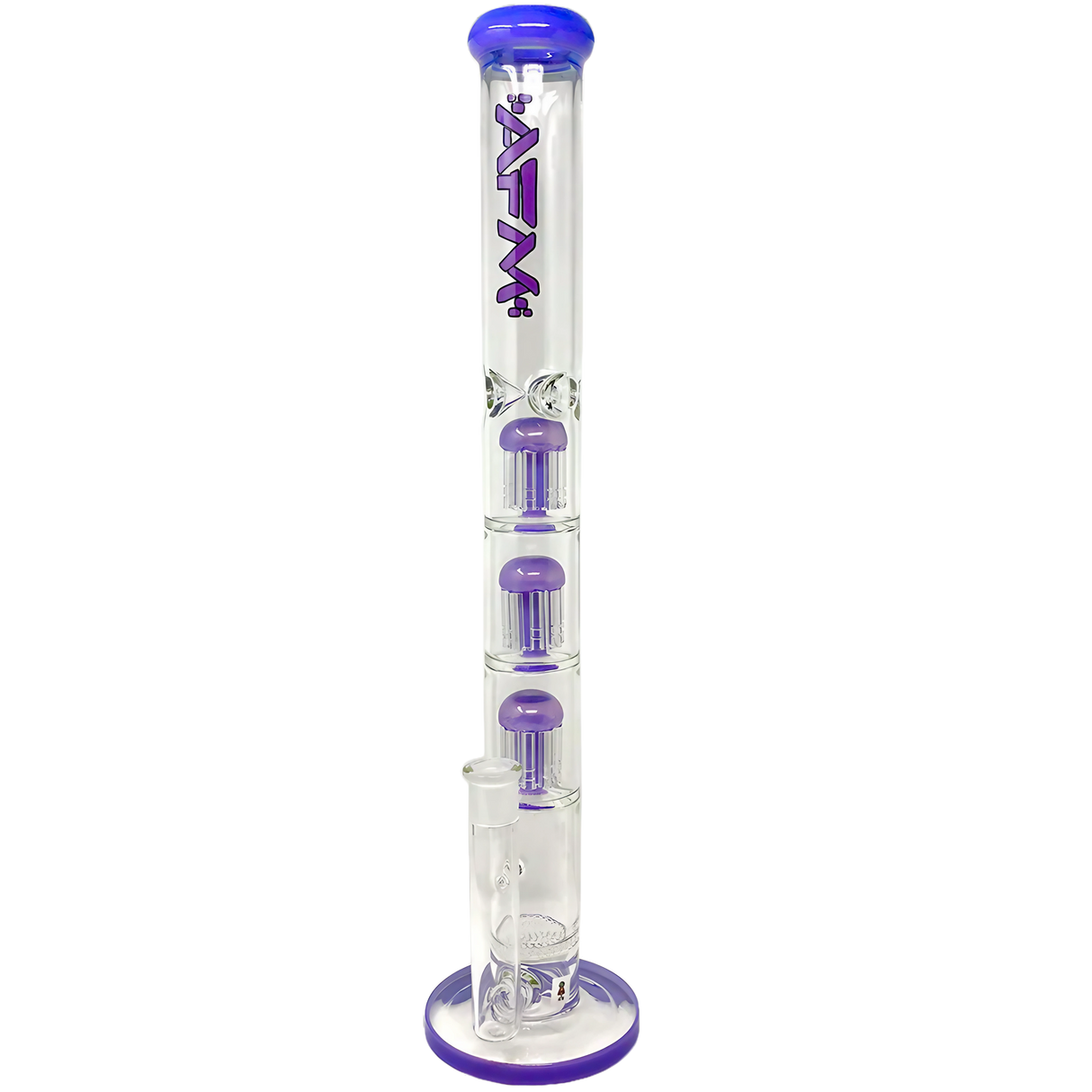 AFM - The Triple Ripper - 21" Clear Straight Bong with Purple Accents and Percolator