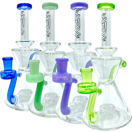 AFM The Tulip Recycler Dab Rigs in various colors with clear borosilicate glass and recycler percolator