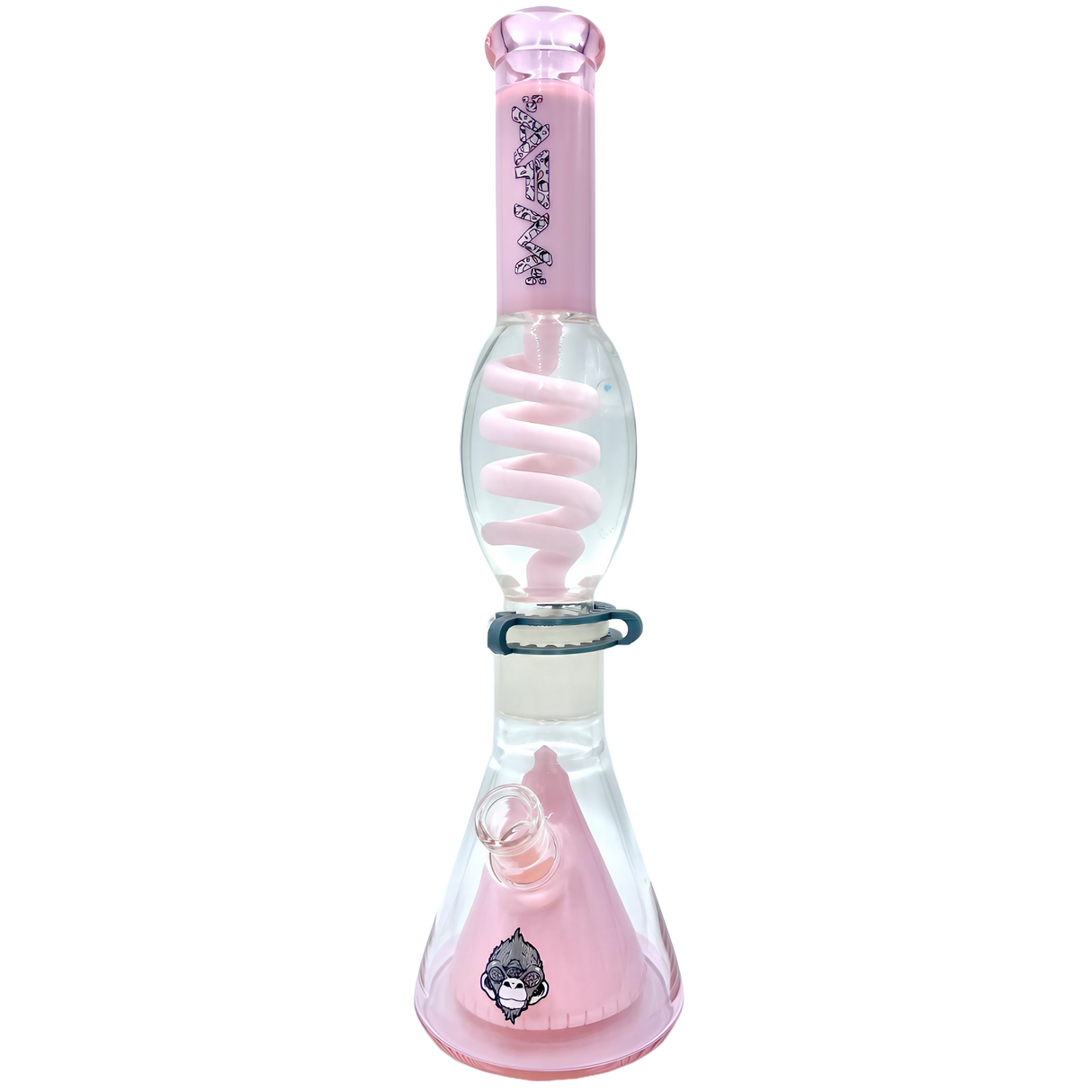 AFM The Ufo Pyramid Freezable Coil Set in Pink - 16" Beaker Bong with Percolator, Front View