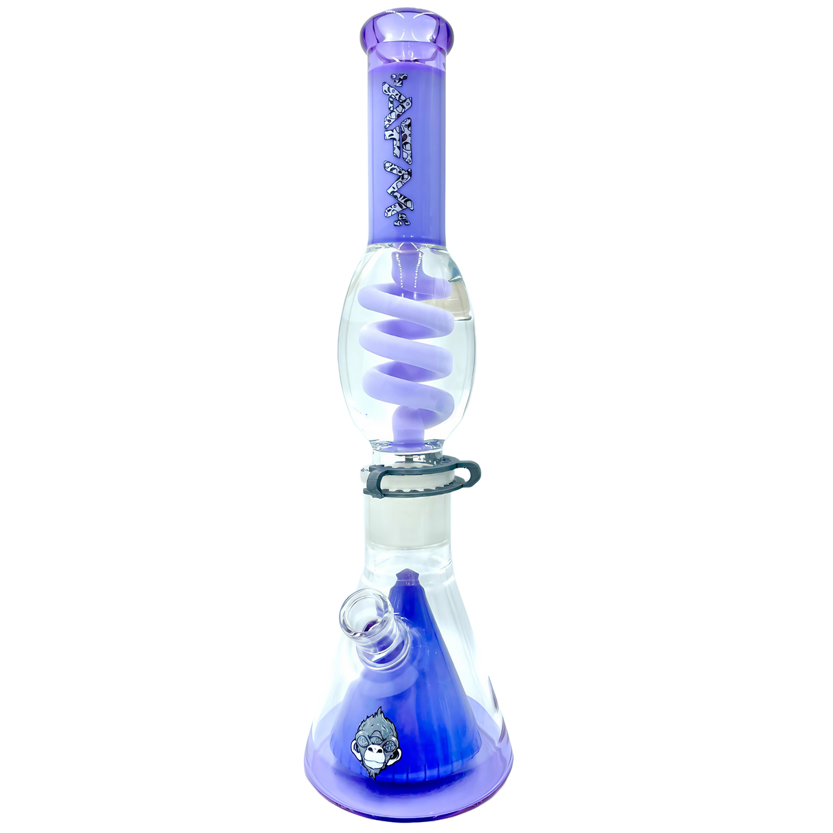 AFM 16" Ufo Pyramid Freezable Coil Bong in Purple, Borosilicate Glass with Beaker Base, Front View