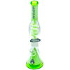 AFM The Ufo Pyramid Freezable Coil Set in Slime Green, 16" Tall Beaker Bong with Percolator, Front View