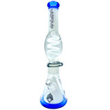 AFM The Ufo Pyramid Freezable Coil Bong in White/Blue, 16" Tall with Percolator, Front View