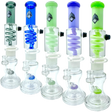 AFM Tree Perc Freezable Coil Bongs in blue, purple, and green with clear bases, front view