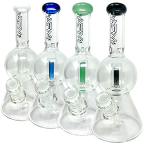 AFM Ufo Beaker Bongs with Showerhead Percolators in various colors, 12" height, front view