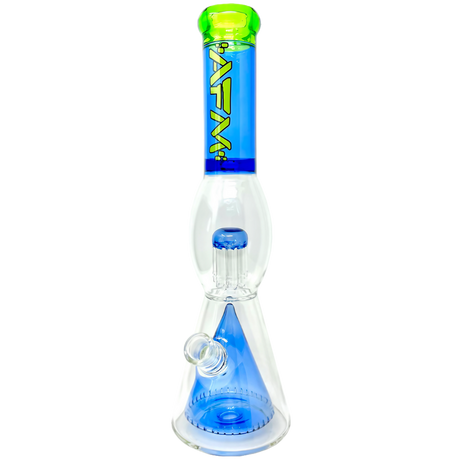 AFM Ufo Pyramid Beaker with 8 Arm Tree Perc, 16" tall, for dry herbs, front view on white background