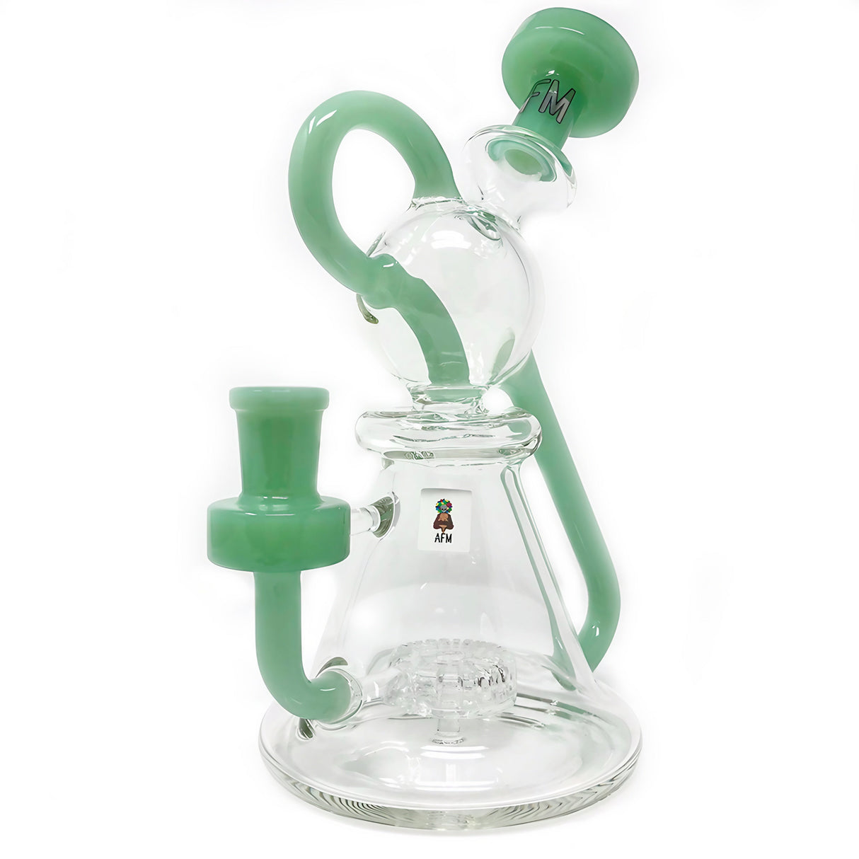 AFM Unicorn Recycler 8" Dab Rig with Slit-Diffuser Percolator and 14mm Joint - Front View