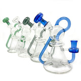 AFM Unicorn Recycler 8" Dab Rigs in various colors, angled side view with slit-diffuser percolator