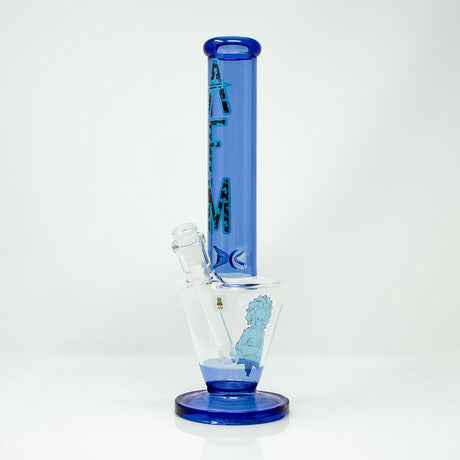 AFM Upsidedown Beaker Bong in Blue, 14" Heavy Wall Borosilicate Glass, Front View