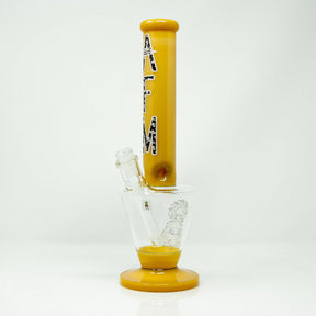 AFM - Upsidedown Beaker Bong 14" in Orange with 45 Degree Joint, Front View on White Background
