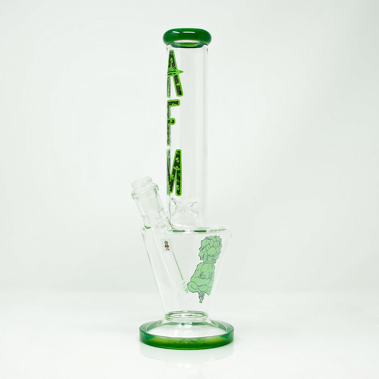 AFM 18'' Upsidedown Beaker Bong with Color Lip, Borosilicate Glass, Front View