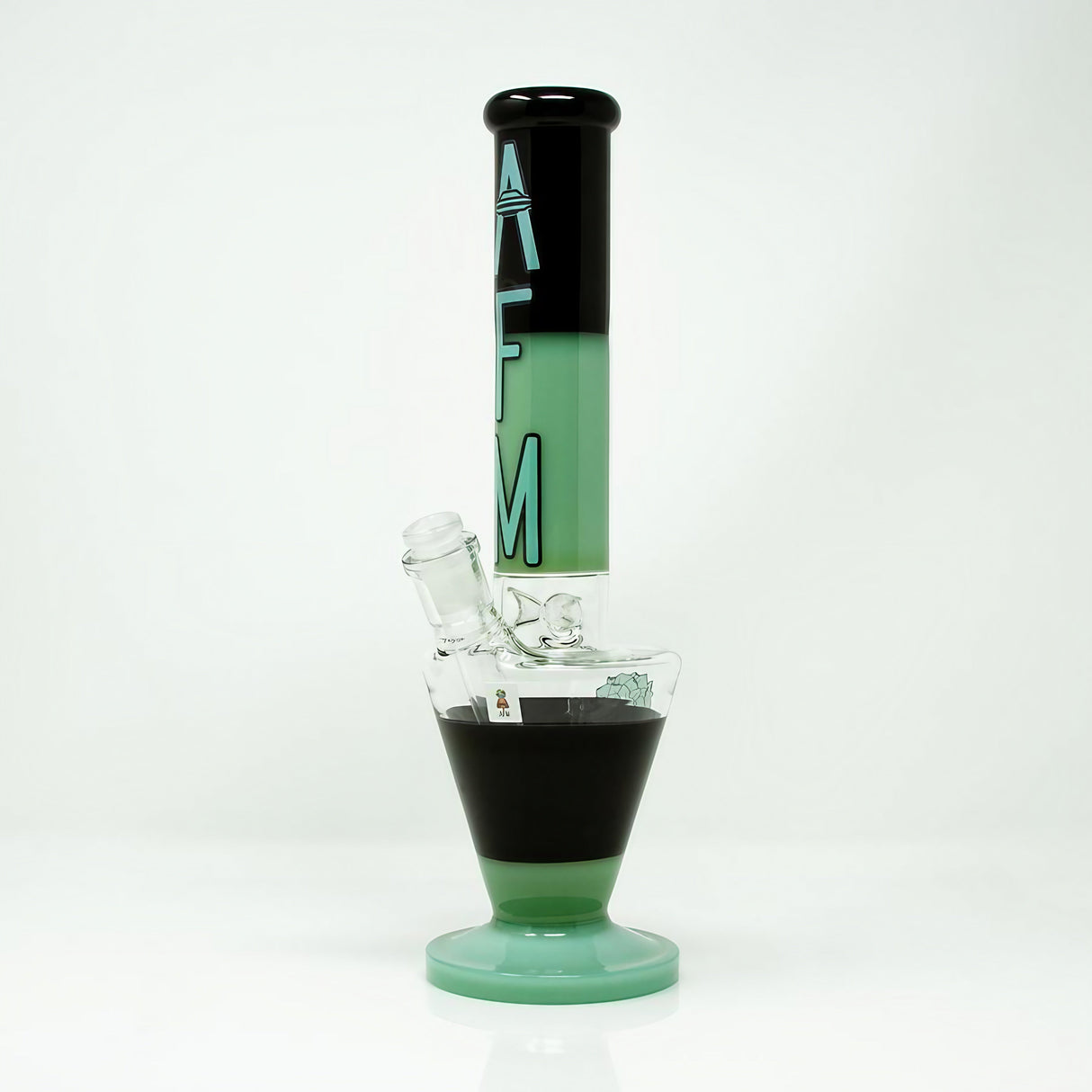 AFM Upsidedown Beaker Bong in Zebra Design, 18", Glass on Glass Joint, Front View on White
