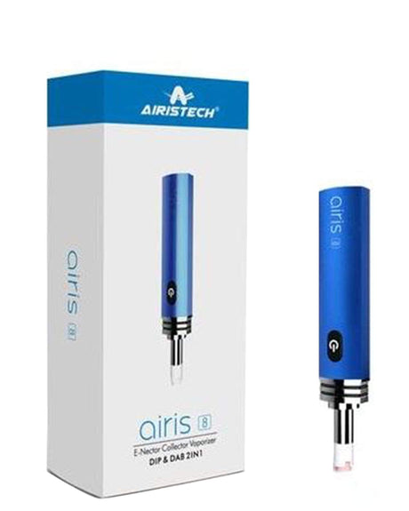 Airistech Airis 8 Dip N Dab Vaporizer in Blue with Packaging - Portable Wax Pen Design