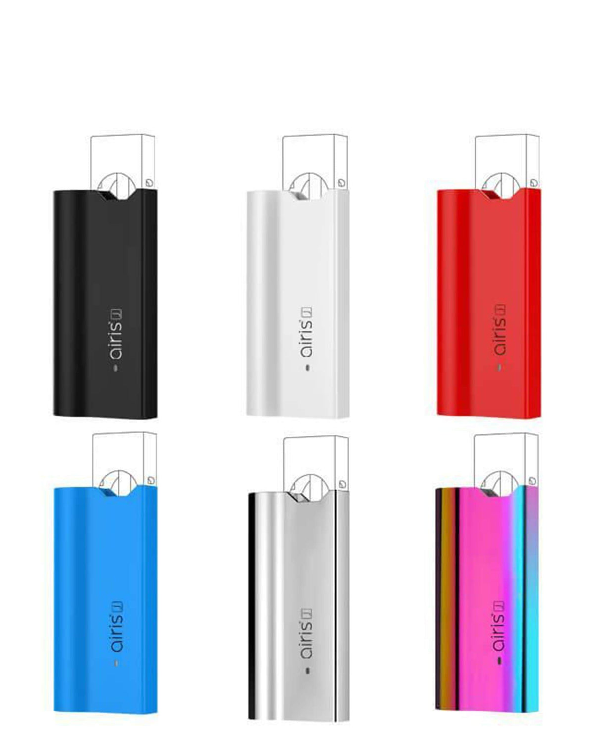 Airistech Airis J Vaporizers in Black, White, Red, Blue, Silver, and Rainbow, Portable Design