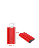 Airistech Airis J Vaporizer in Red, Portable Zinc Alloy, Front & Side View with Dimensions