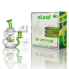 aLeaf Recycler Rig Spinner Kit with Banger Hanger, 90 Degree Joint, Front View on White Background