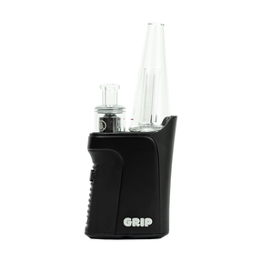 Randy's Grip Vaporizer with clear glass mouthpiece and ergonomic design - Front View