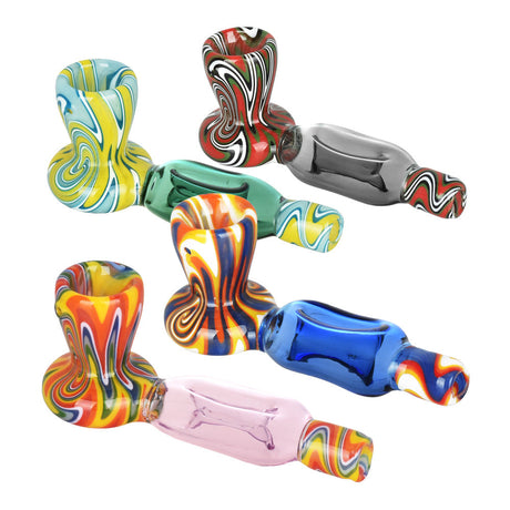 Assorted 4" Alternate Dimension Hand Pipes with Unique Swirl Designs, Borosilicate Glass