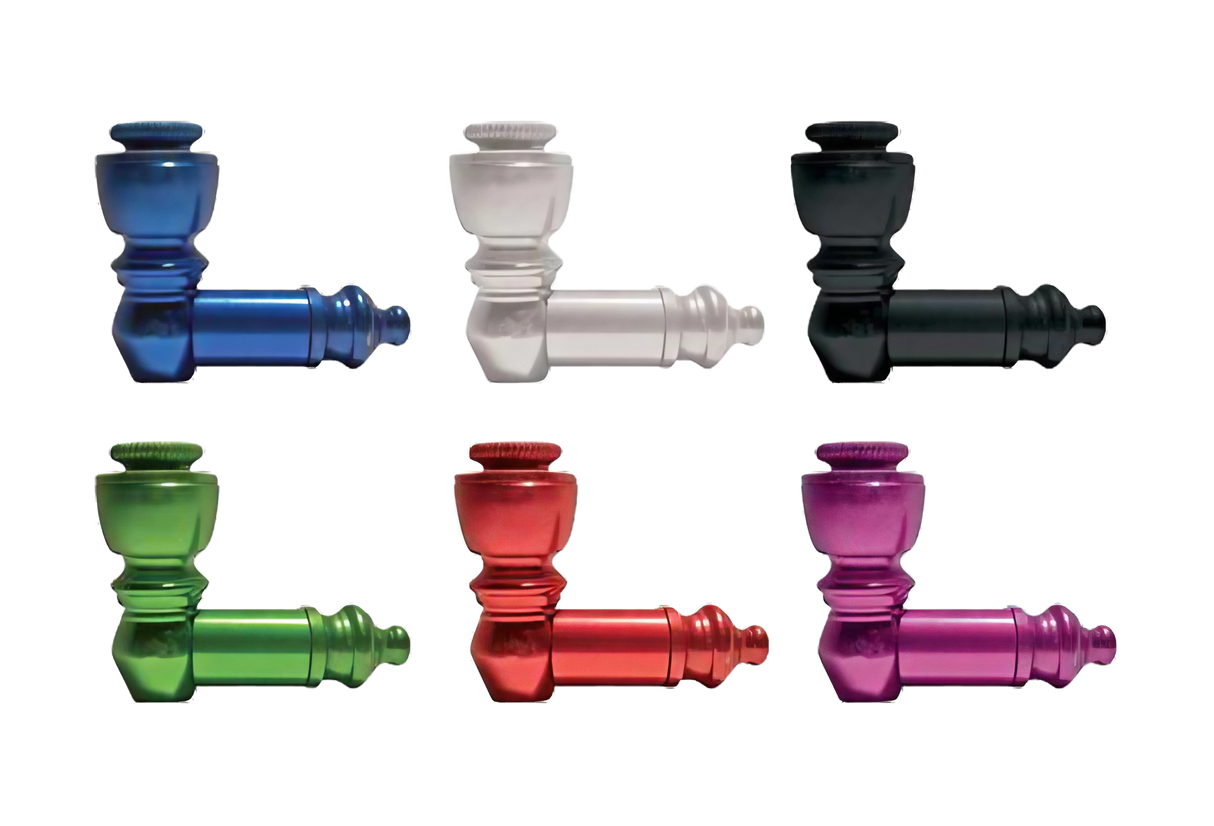 Compact Aluminum Pipes with Lids in Various Colors - Side View - Portable for Dry Herbs