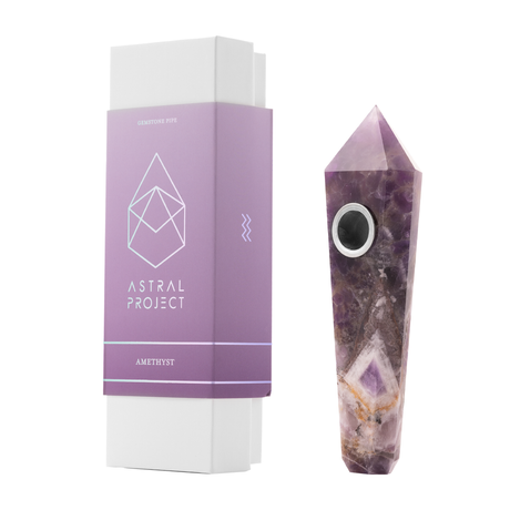 Astral Project Amethyst Healing Gemstone Hand Pipe - Energy Balancing Stone Side View