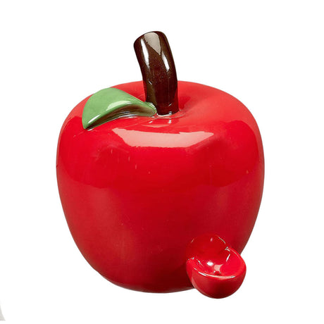 Red Ceramic Apple-Shaped Smoking Pipe for Dry Herbs, Fun Novelty Design, 5" Length