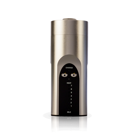 Arizer Solo Vaporizer in Silver, Portable Design for Dry Herbs, Front View on White Background