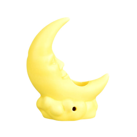 Art of Smoke Moon-shaped yellow ceramic pipe with carry bag, compact and portable design