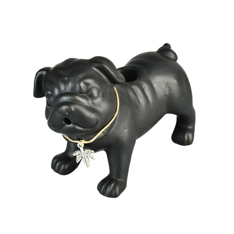 Art of Smoke Pug Life Ceramic Pipe in Black, Compact Design with Carry Bag, Front View