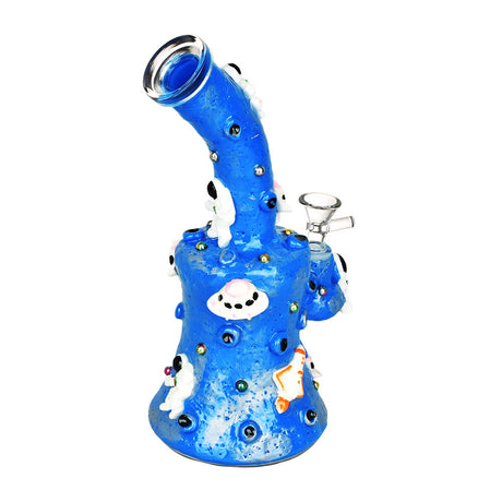 9.5" Astronauts 3D Painted Water Pipe with 14mm Female Joint, Front View on White Background