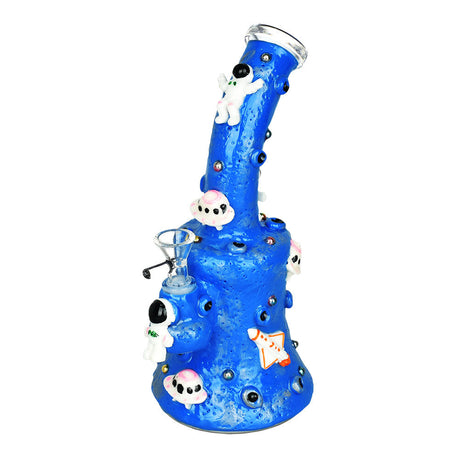 Astronauts 3D Painted Water Pipe, 9.5" tall, 14mm female joint, front view on white background
