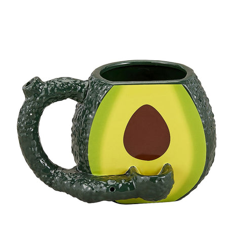 Fantasy Ceramic Avocado Mug Pipe - Front View with Unique Handle Design