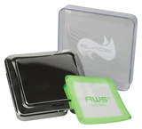 AWS Blade Scale with green silicone mat, 1000g capacity, compact design, angled view