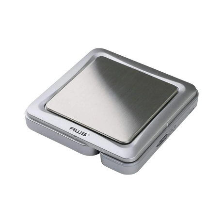 AWS Blade Style Digital Scale, compact and portable design with a closable tray, ideal for kitchen use.