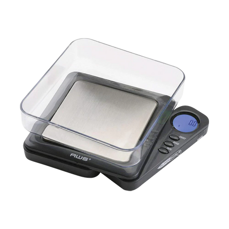 AWS Blade Style Digital Scale with Tray, Black, Portable Design, Front View