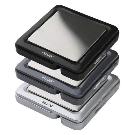 Stacked AWS Blade Style Digital Scales with Tray in Black, Compact and Portable Design