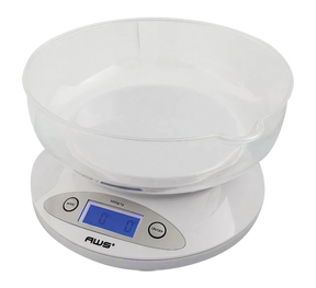 AWS Large Digital Scale with clear bowl tray, 11lbs capacity, front view on white background