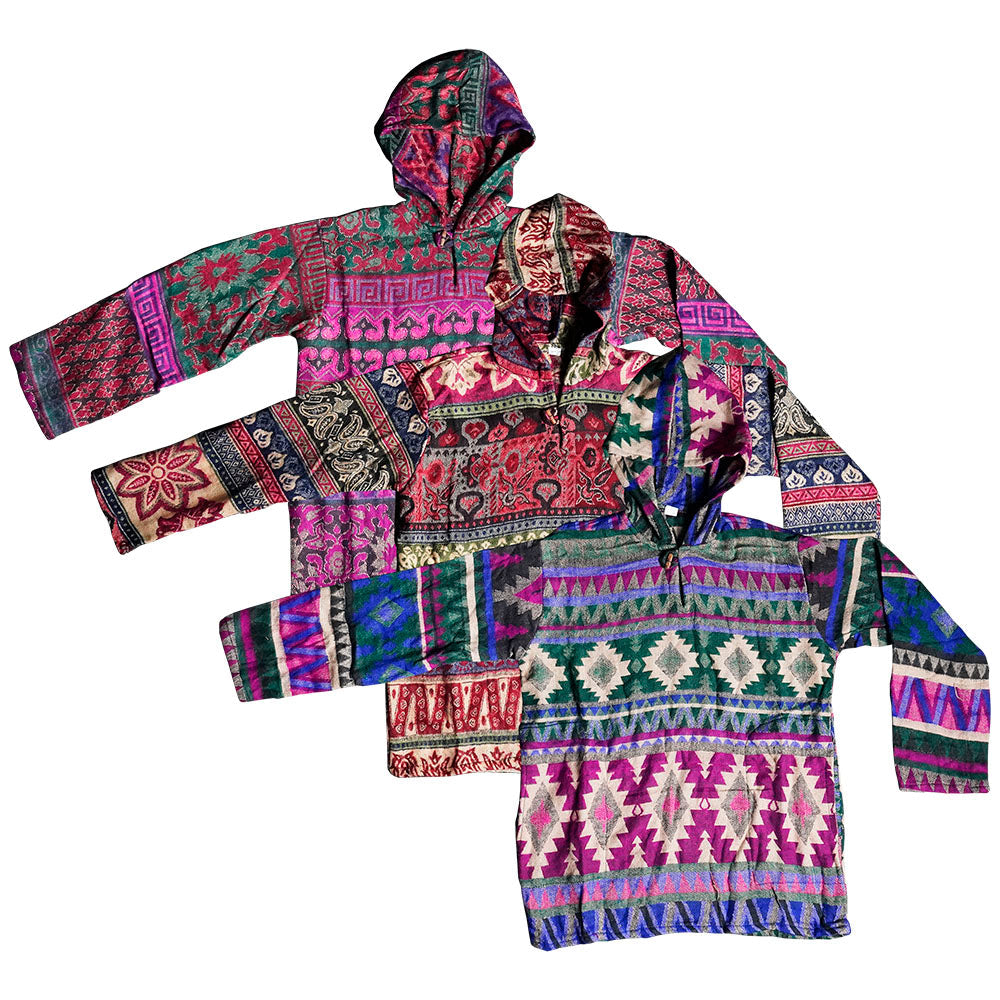 Colorful Aztec Patterned Sweater Jackets in XL, L, M - Viscose Material, Top View