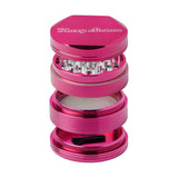 Blazy Susan 2.5" Pink Aluminum Herb Grinder, 4-Piece with 3 Chambers, Isolated Front View