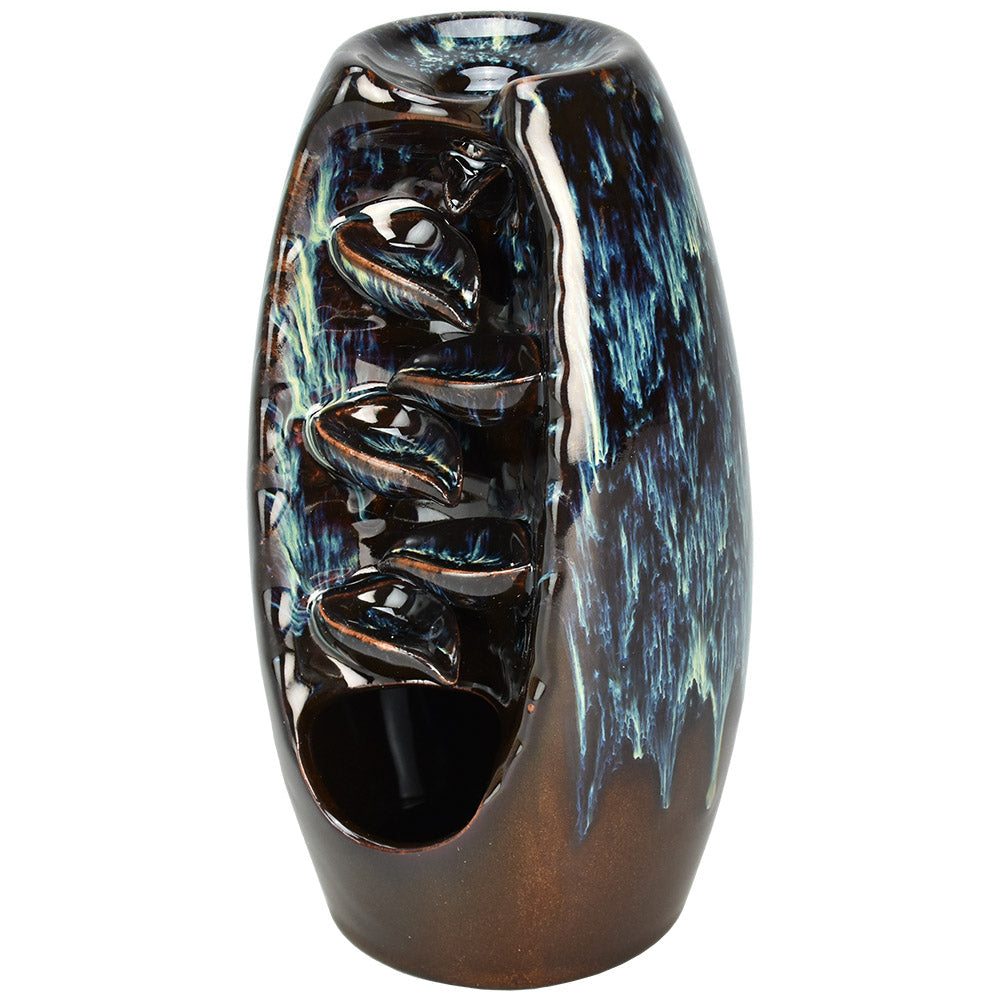 Black and green ceramic incense burner with a fun & novelty design, 7" height, medium size, front view