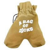 Novelty 5pc plastic Bag of Dicks, small 2-3" size, fun gift item, front view on white