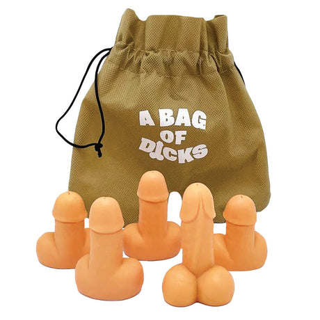 5pc Bag of Dicks Novelty Gift Set, Small Plastic Figurines with Drawstring Bag, Fun & Novelty Home Goods