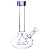 Clear Borosilicate Glass Beaker Bong with Percolator, 9.25" Height, Front View on White Background