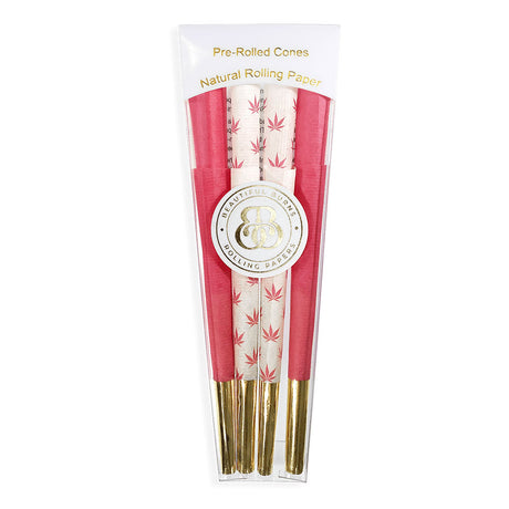 Beautiful Burns Pre-Rolled Cones 8pk with red leaf design for dry herbs, front view