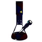 UV reactive silicone and glass beaker water pipe with honeycomb design and percolator, 10" height