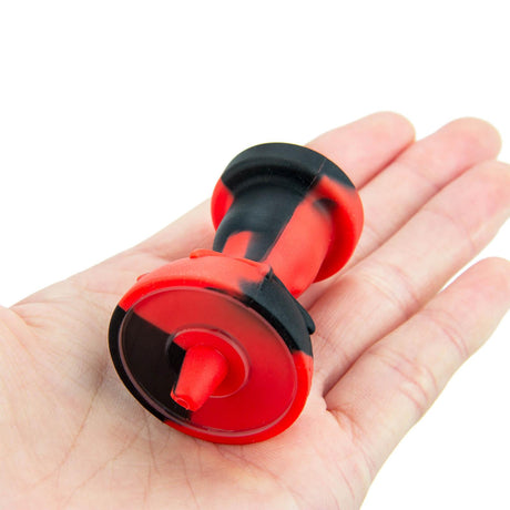 PILOT DIARY Silicone Carb Cap with Glass Bowl Screen in Hand - Red and Black
