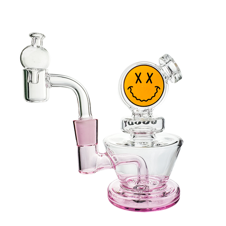 Goody Glass Big Face Mini Rig 4-Piece Kit in Pink with Percolator, Front View on White Background