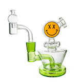 Goody Glass Big Face Mini Rig in Slime Green, 4.5" with Percolator, Side View on White Background