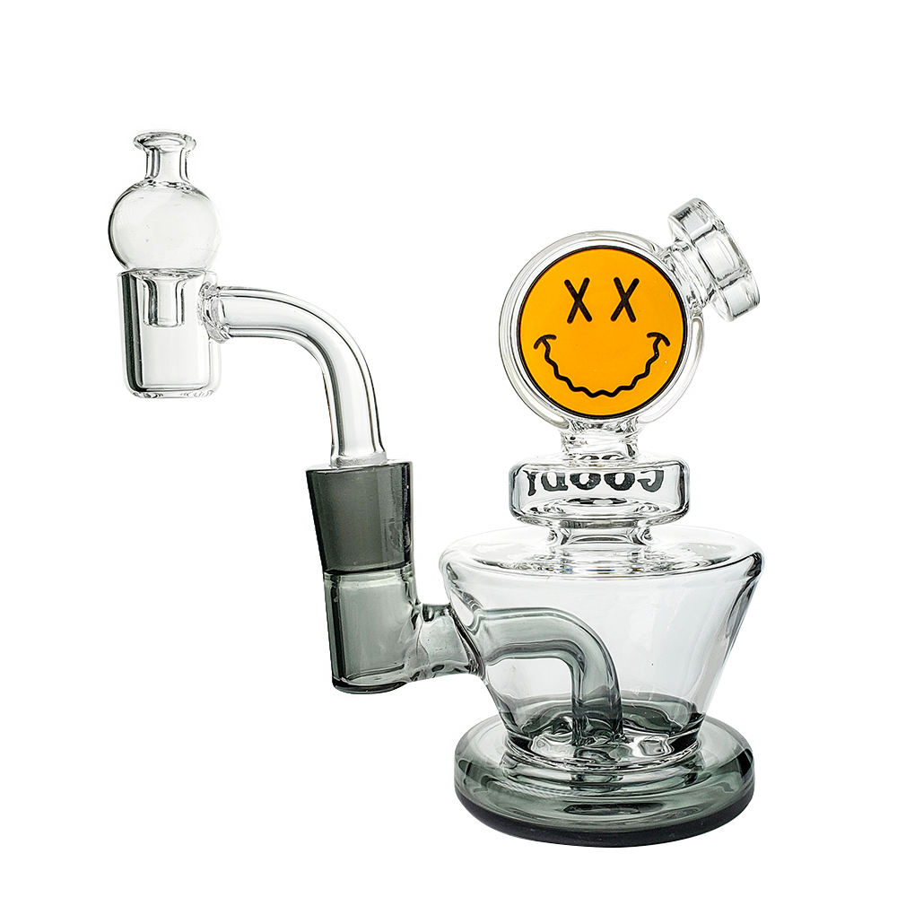 Goody Glass Big Face Mini Rig 4-Piece Kit in Transparent Black with Percolator, Side View