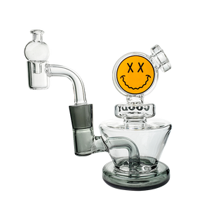 Goody Glass Big Face Mini Rig 4-Piece Kit in Transparent Black with Percolator, Side View